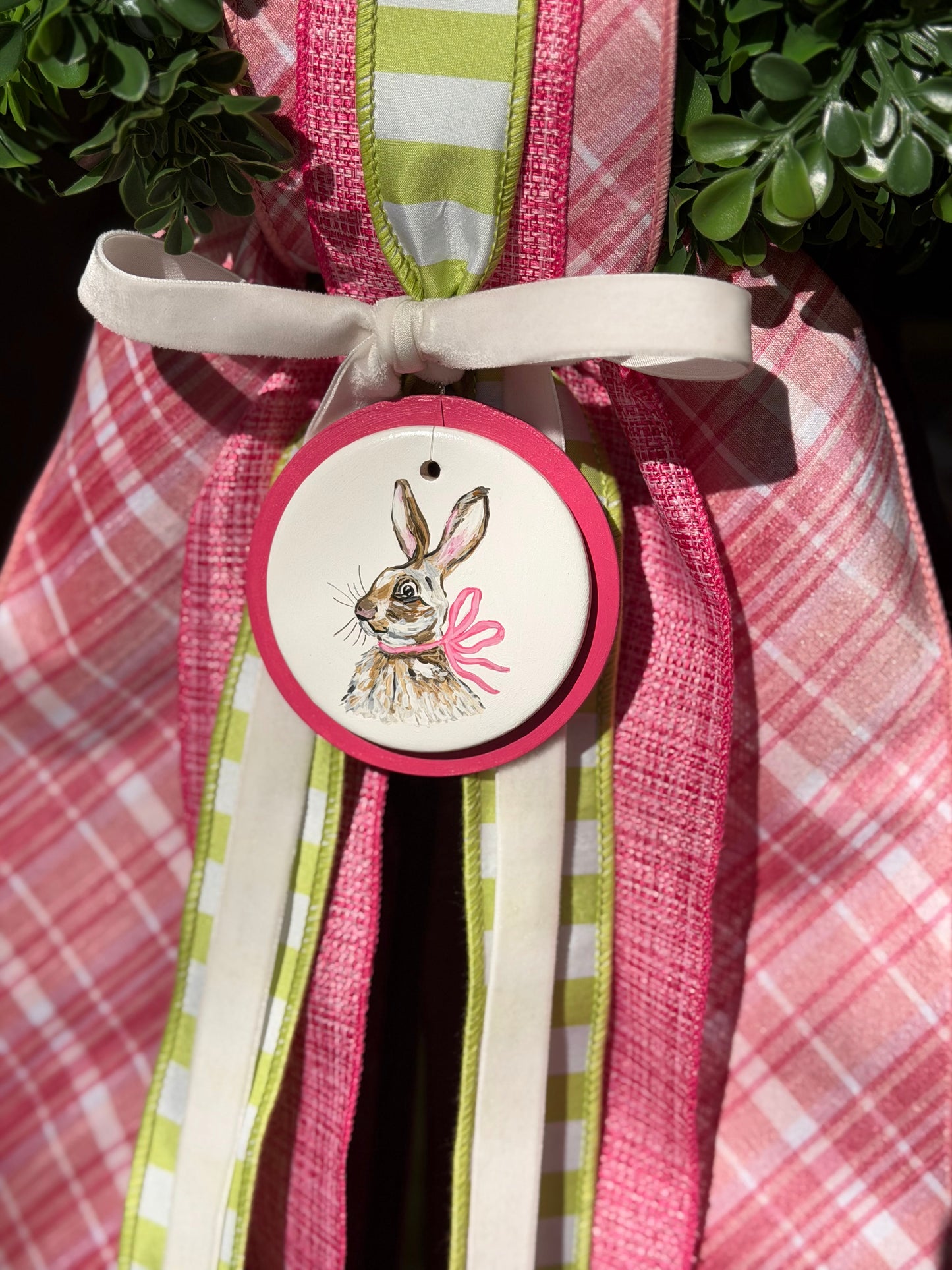 Pink Plaid Set with Sarah Ketchings Exclusive Hand Painted Ornament
