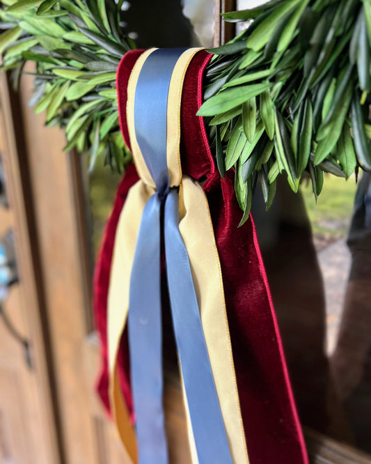 Deep Red and Blue Three Ribbon Set