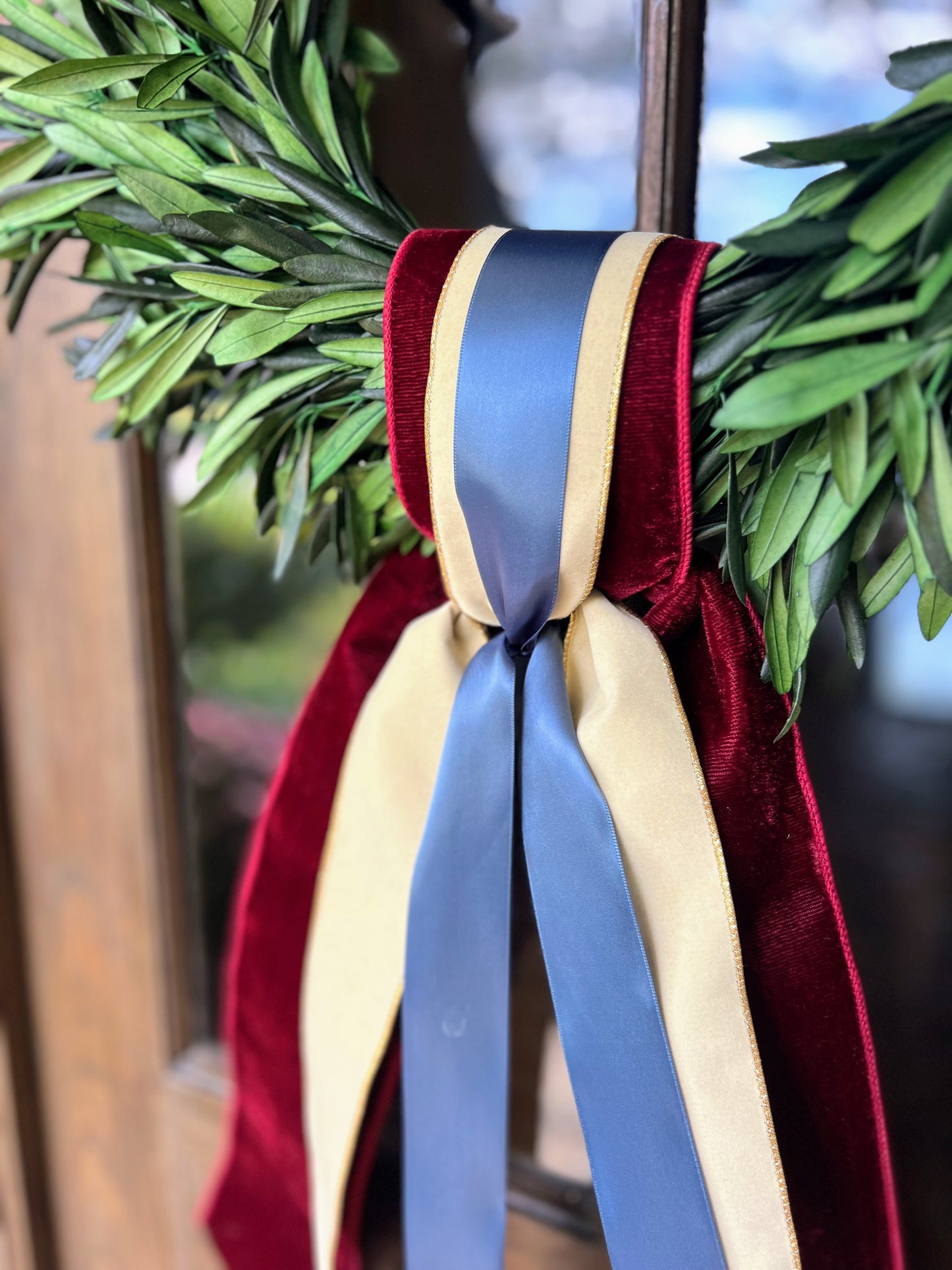 Deep Red and Blue Three Ribbon Set