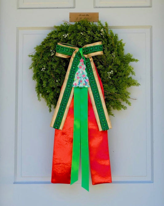 Trimmed in Emerald Wreath and Ribbon Set